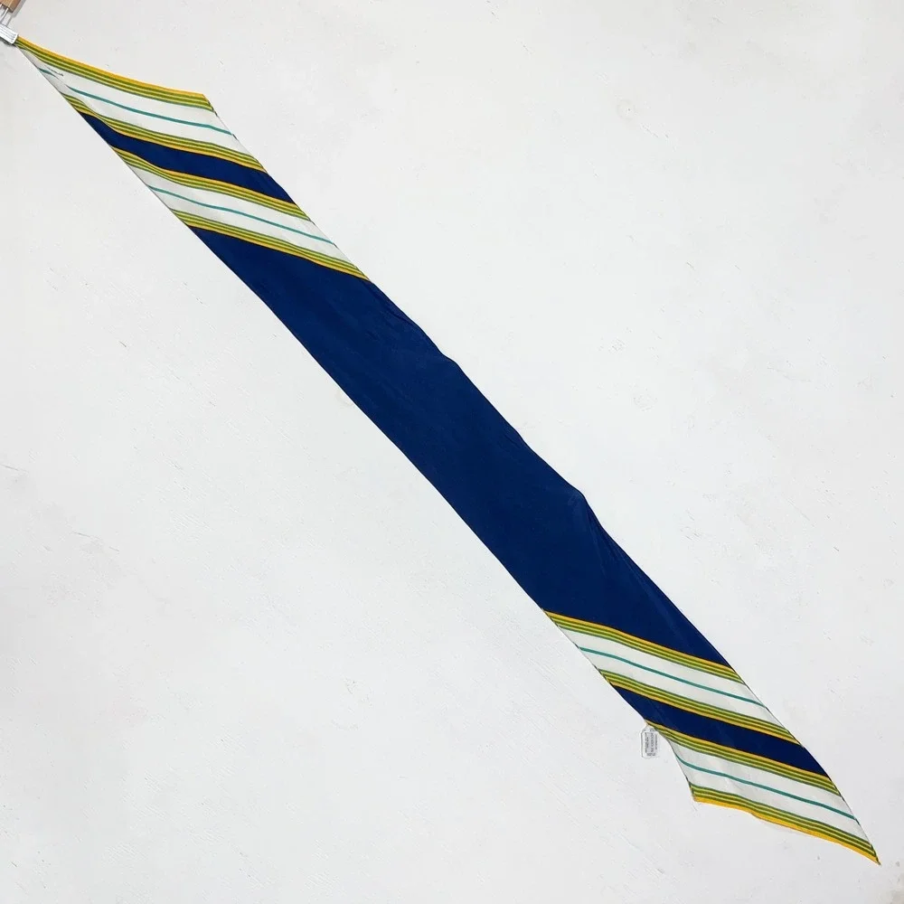 VTG Liz Claiborne 100% Silk Nautical Stripe Long Lightweight Scarf Hair Acc